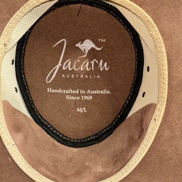 Jacaru Australia "Summer Breeze" Leather/Suede/Mesh Wide-Brim Hat Size Med/Large - Picture 6 of 8